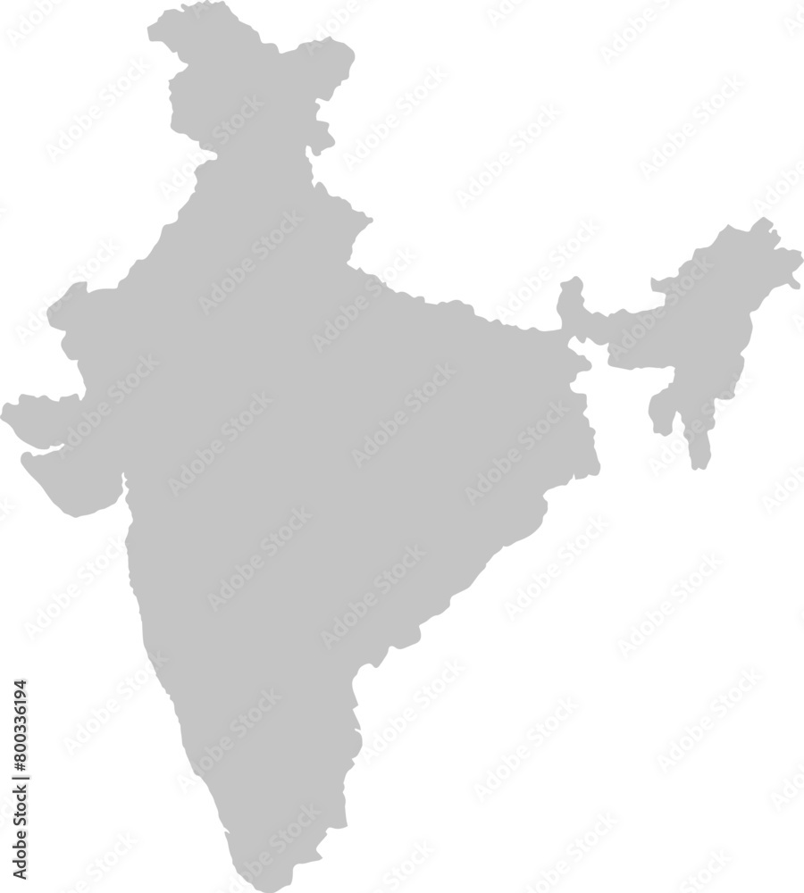 India map silhouette in grey scale vector illustration