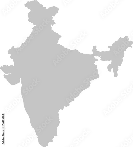 India map silhouette in grey scale vector illustration