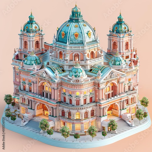 An exquisite European-style opera house with intricate details and a grand facade © PrusarooYakk