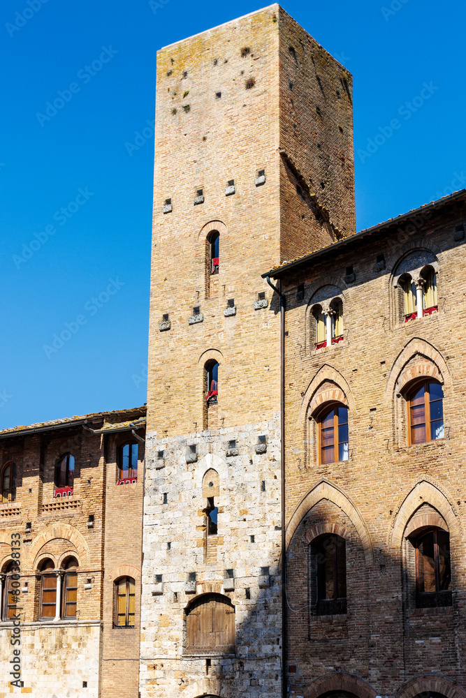 Stone tower of San Gimignano, Tuscany, Italy, Europe