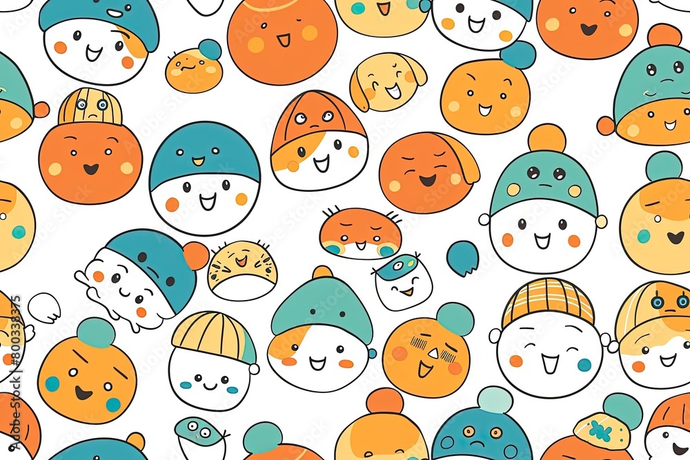 Adorable Cartoon Crew with Hat Diversity,Cheerful Cartoon Characters Rocking Hats Adorable Cartoon Crew with Hat Diversity,Cheerful Cartoon Characters Rocking Hats