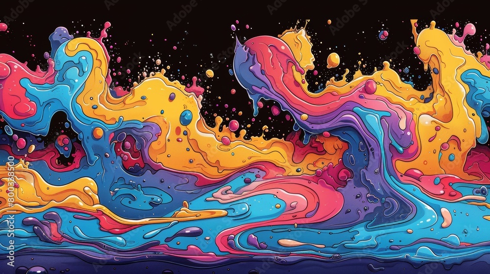 Fototapeta premium A painting of a colorful liquid flowing over the ground, AI