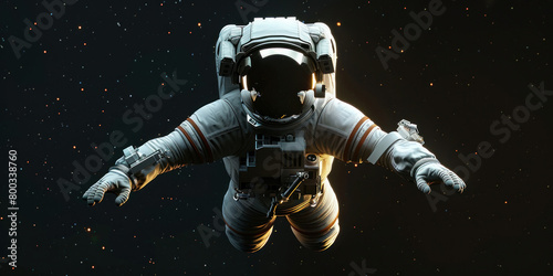 Astronaut floating in outer space with planet Earth in the background, futuristic 3D ing for stock photography