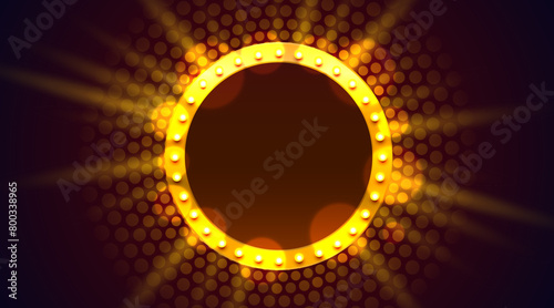 Light frame label, event bar casino, show signboard. Vector illustration