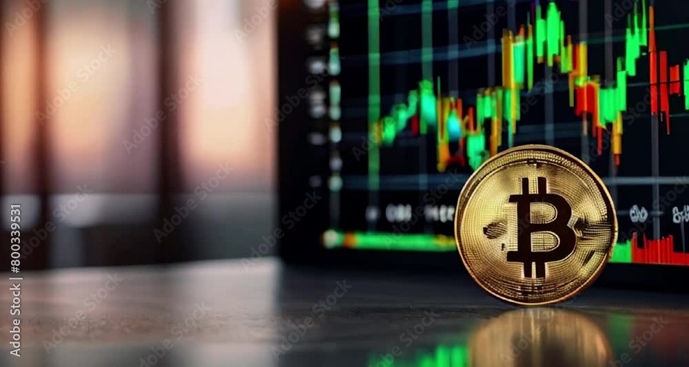 Bitcoin 3d icon with background crypto currency, Bitcoin Gold blockchain concept. Cryptocurrency symbol illustration with financial and city background for content creation