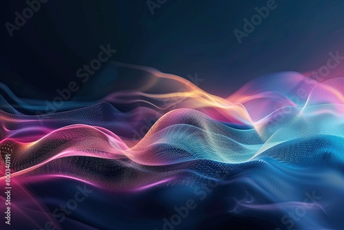 Fluid Curve Abstract: 3D Line Poster on Black Background with Soft Colors, Gradient Backdrop - High Resolution Commercial Illustration