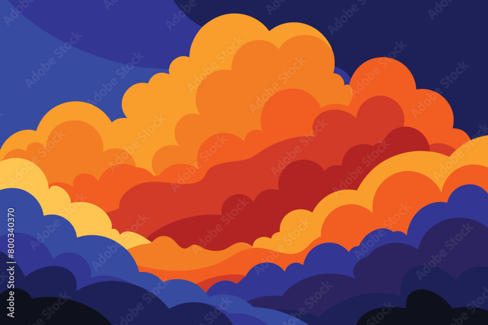 Dramatic cloudscape with vivid orange and cool blue tones vector