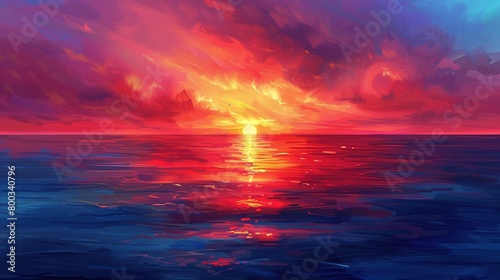 Craft an image depicting a serene sunset blending into dusk © Supasin