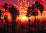 A stunning sunset over the palm trees