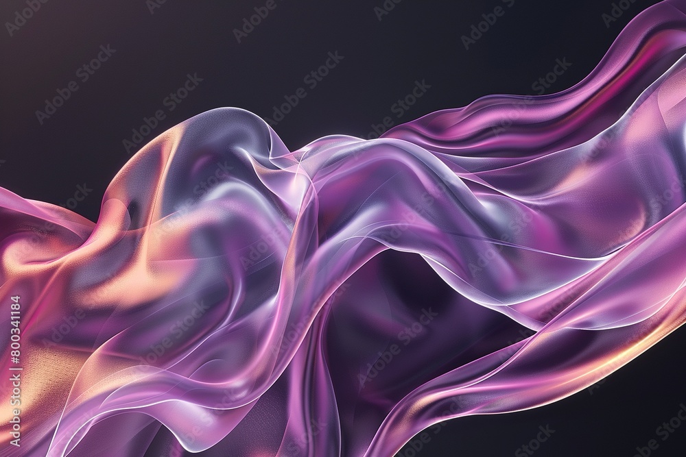 Obraz premium Fluid Curve Abstract: 3D Line Poster on Black Background with Soft Colors, Gradient Backdrop - High Resolution Commercial Illustration