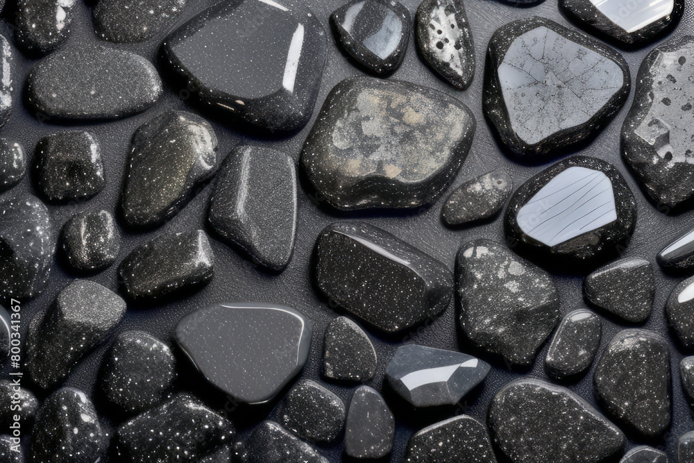 Background, texture shiny black granite stones Background, texture shiny black granite stones