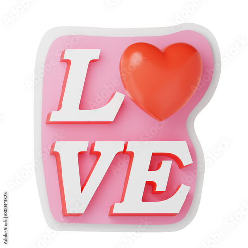 3D illustration of love. positive sticker