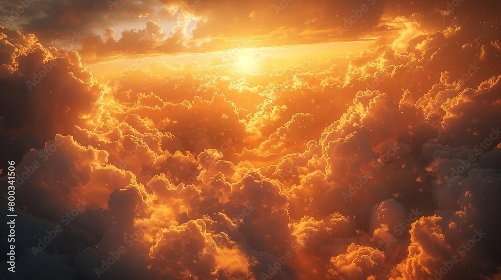 Craft an image depicting a sunset shrouded by clouds