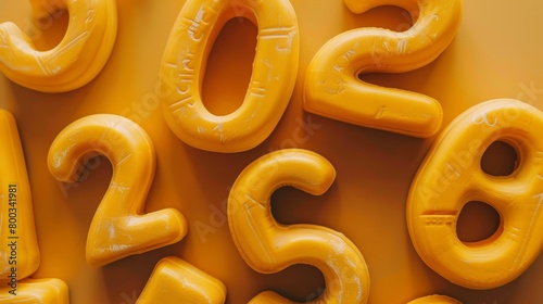  A tight shot of twenty-six formed by yellow plastic numerals