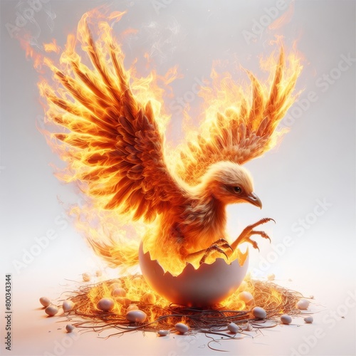 phoenix on fire on white © Deanmon
