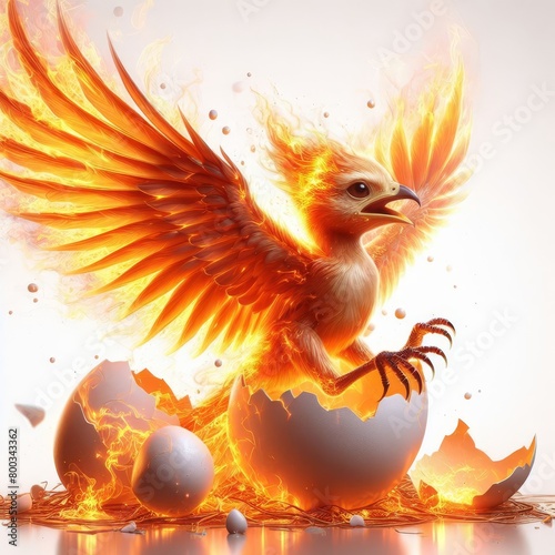 phoenix on fire on white © Deanmon