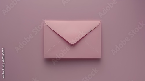   A pink envelope sits atop a purple surface A triangular white envelope rests in its midst