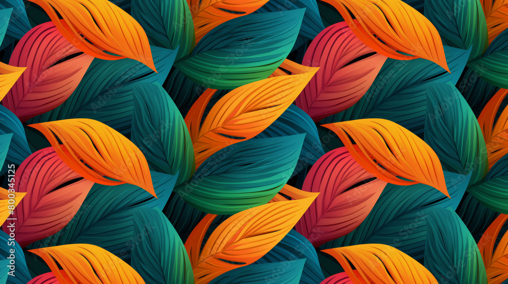 custom made wallpaper toronto digitalColorful overlapping leaves seamless pattern