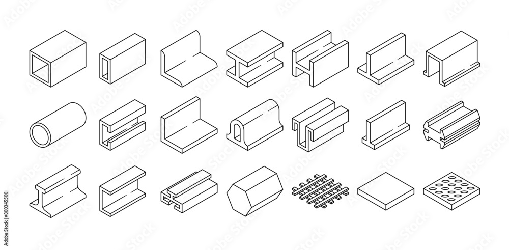 custom made wallpaper toronto digitalSteel Profiles Used In Construction And Architecture In A Line Art Isometric Style. Vector Outline Set of Square Tubes