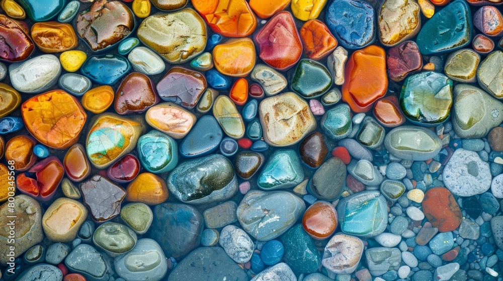 multicolored sea polished stones, rolled pebbles on the sea shore texture gems generative ai multicolored sea polished stones, rolled pebbles on the sea shore texture gems generative ai