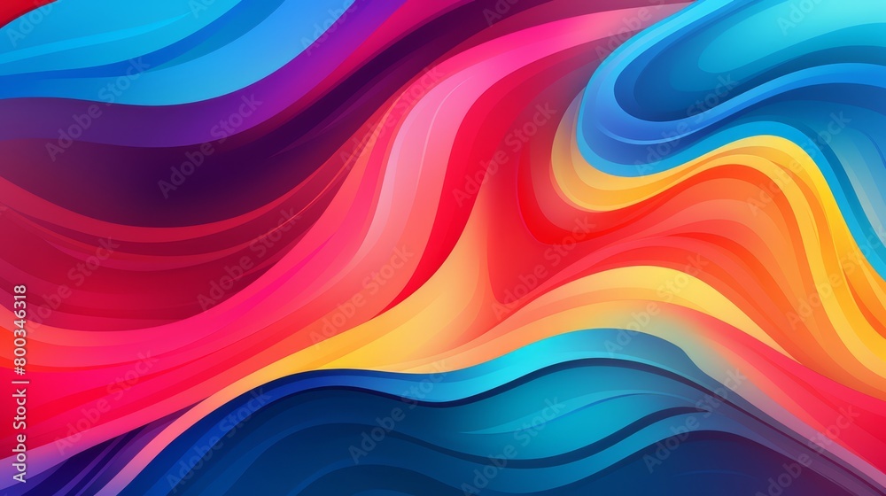 Vector graphic with a modern twist, featuring bright, electric colors and smooth curves for a dynamic background,