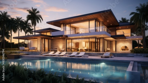 High-end real estate exterior showcasing luxury homes with modern designs and exclusive features, © FoxGrafy