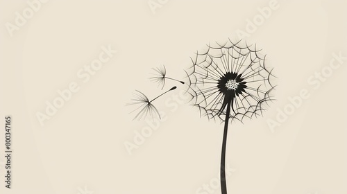 A depiction of a dandelion puff, simplified to its basic round shape and a few seed lines