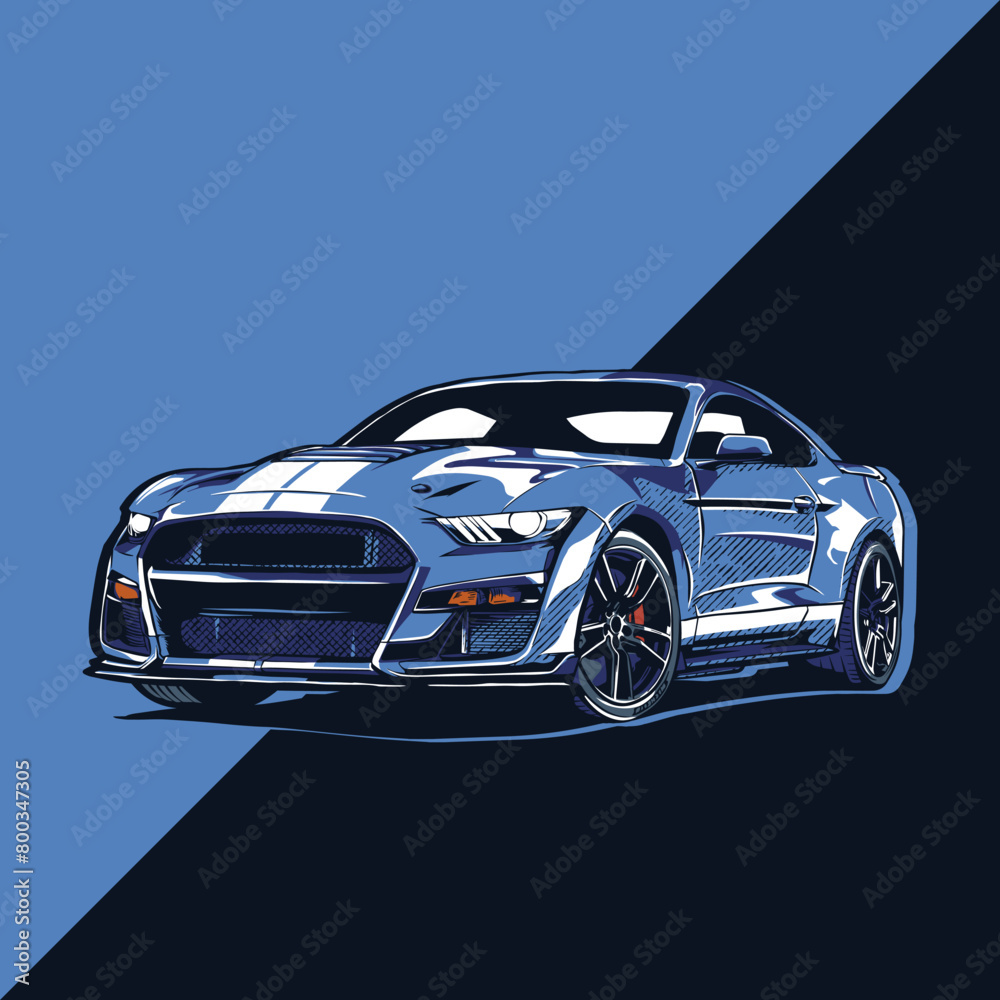 Obraz premium Vector american muscle car with hand drawn style