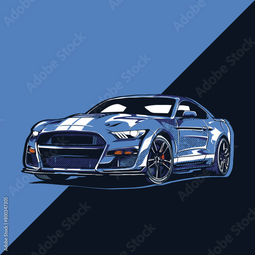 Vector american muscle car with hand drawn style
