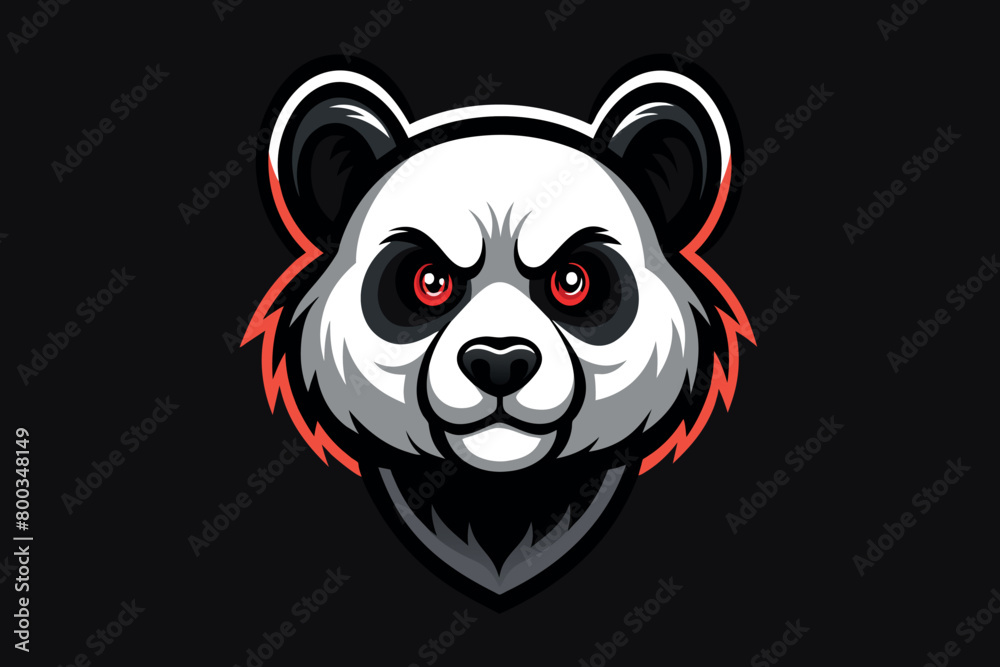 A panda bear with red eyes and a black and white face A panda bear with red eyes and a black and white face