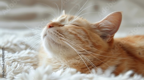  A close-up of a cat atop fluffy white blankets, a cozy bed