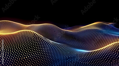 Dynamic Waves of Undulating Golden Particles Against a Dramatic Black Backdrop