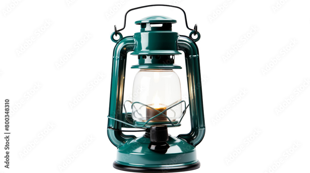 A glowing green lantern radiates light from within on transparent background A glowing green lantern radiates light from within on transparent background