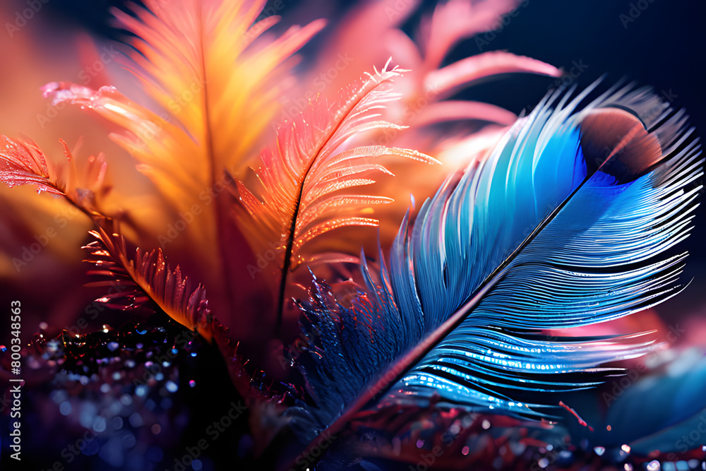 Fototapeta premium Plants and animals living in magnificent and beautiful nature, the texture of animal fur or feathers, the shape and color of the leaves, and the harmony of light and shadow, ai, generative, 생성형