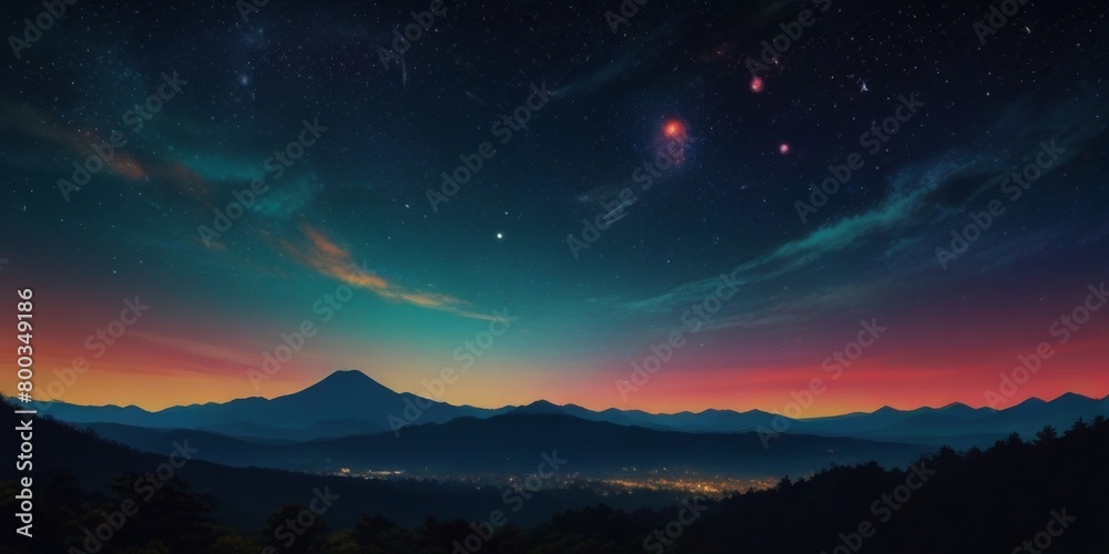Japanese mountain cosmic sky