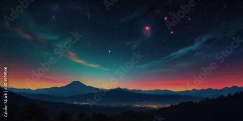 Japanese mountain cosmic sky