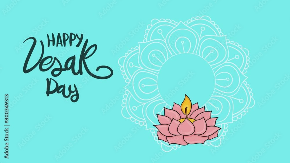 Vesak Day Greeting Animation with Lotus Flower and Design Vesak Day Greeting Animation with Lotus Flower and Design