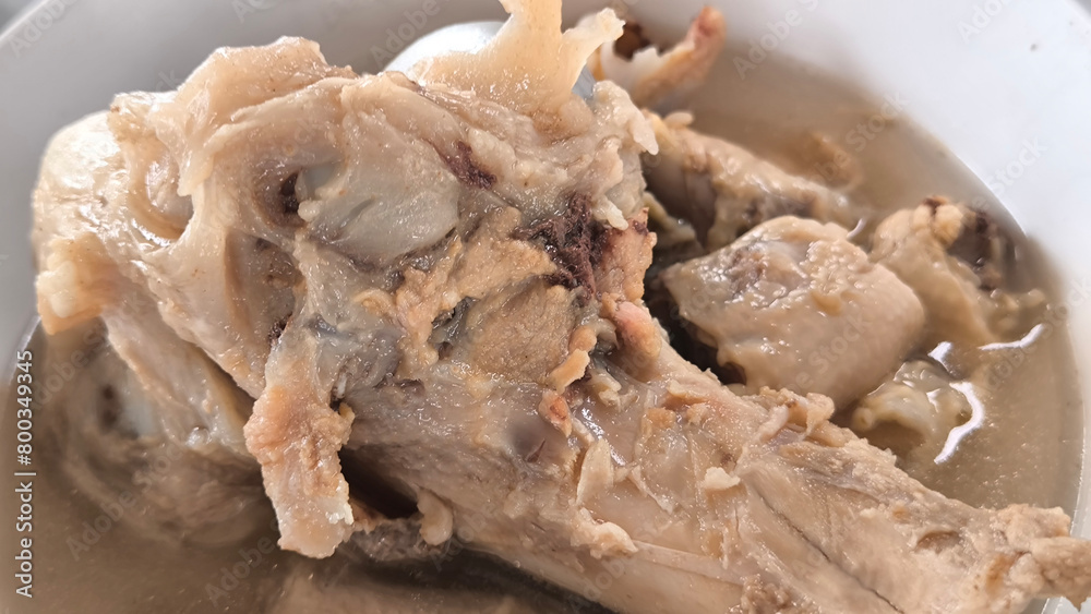 Pork bones, ingredients left over from making soup Pork bones, ingredients left over from making soup