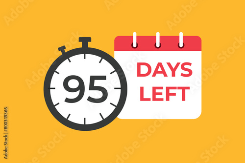 95 days to go countdown template. 95 day Countdown left days banner design. 95 Days left countdown timer