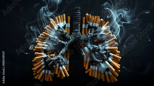 Conceptual Lungs Formed from Cigarettes Symbolizing the Dangers of Smoking