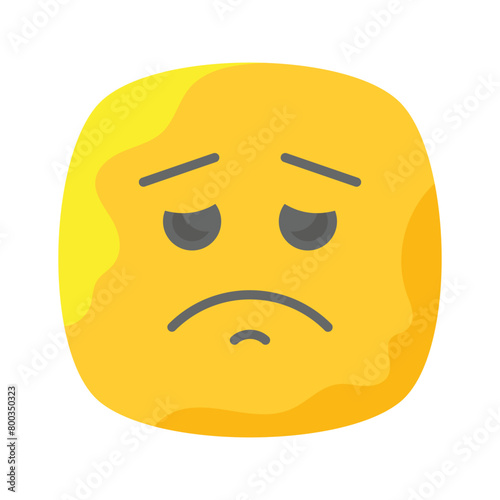 Get your hands on perfectly designed sad emoji icon, customizable vector