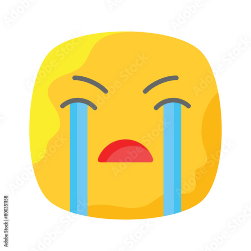 Get this amazing crying emoji vector design, customizable vector