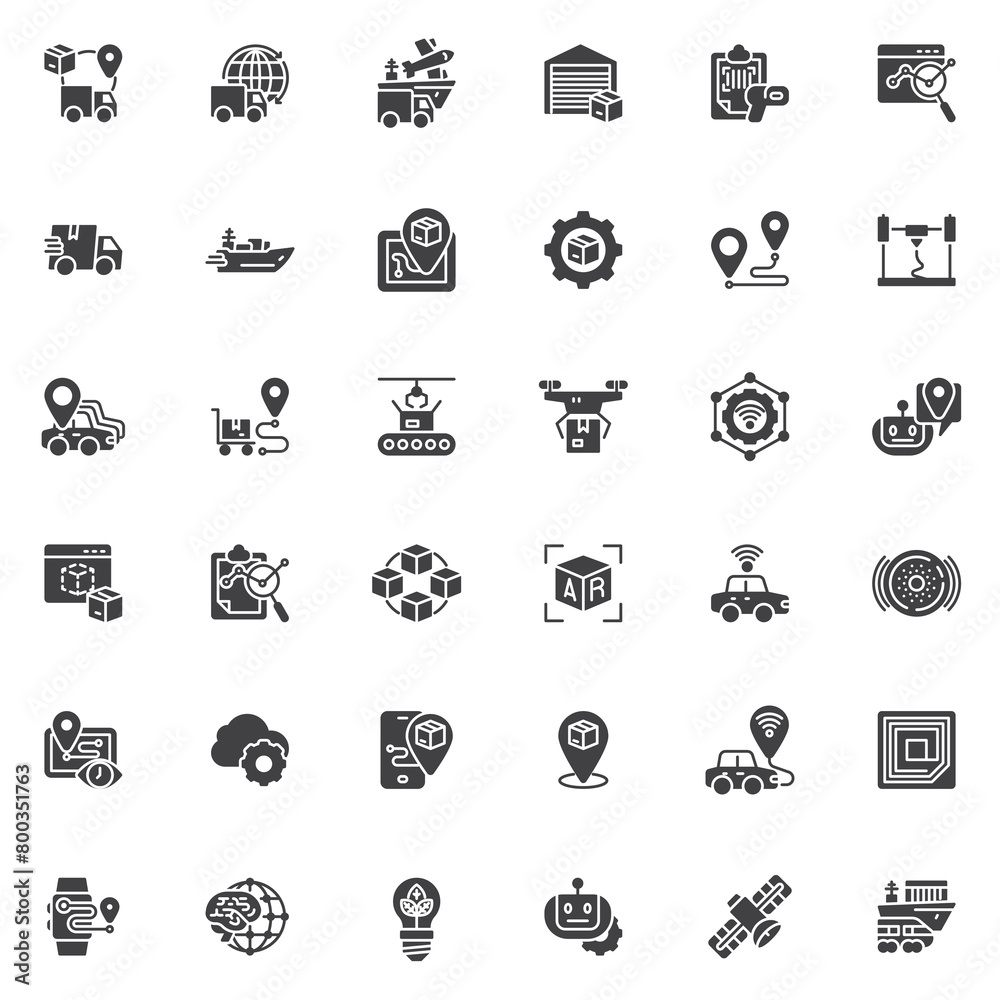 Logistics and Delivery vector icons set