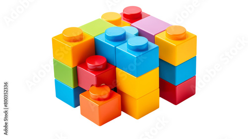 A group of colorful blocks sitting harmoniously next to each other on transparent background