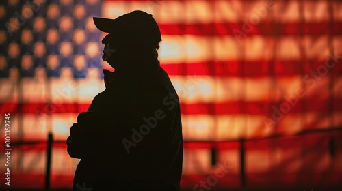 US stock market presidential election campaign silhouette united states flag vote poll polling voting republican democrat station right left far 2024 november contest state american politics incumbent photo