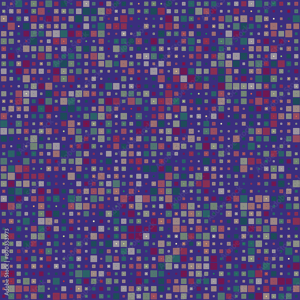 Fototapeta premium Geometric shapes composition. Stacked square frames in multiple colors. Deep purple, muted blue, dark violet. Authentic vector illustration.