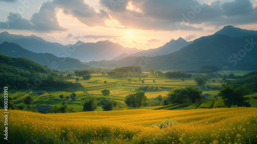 Beautiful mountains with sunlight shining through © RGEN PHOTO
