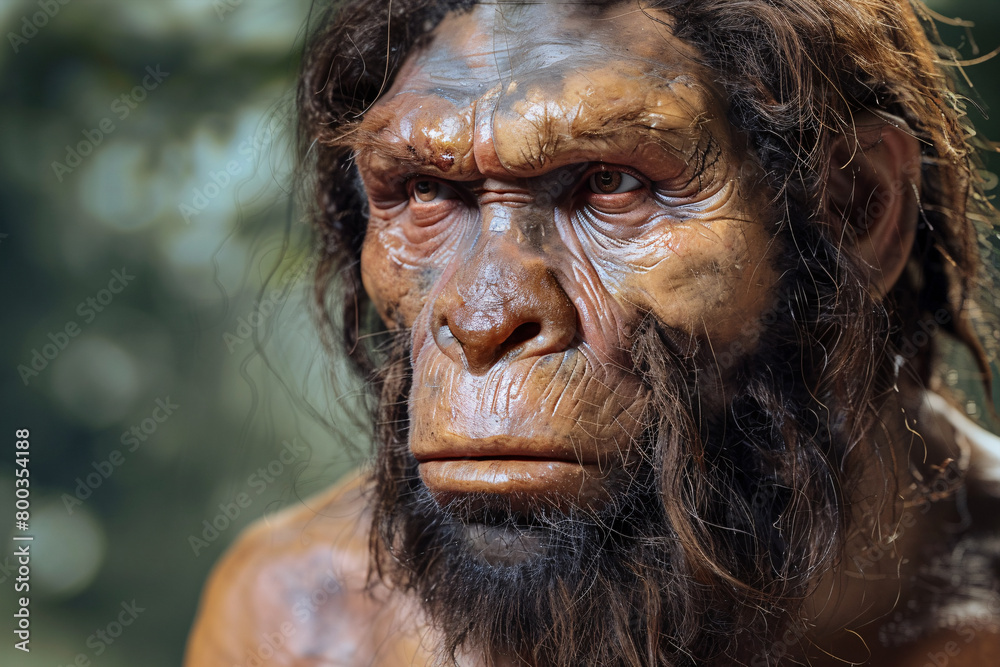 Portrait of Neanderthal man, closest extinct human relative Portrait of Neanderthal man, closest extinct human relative