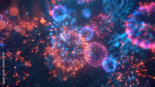 festive fireworks explosions on dark background generative ai