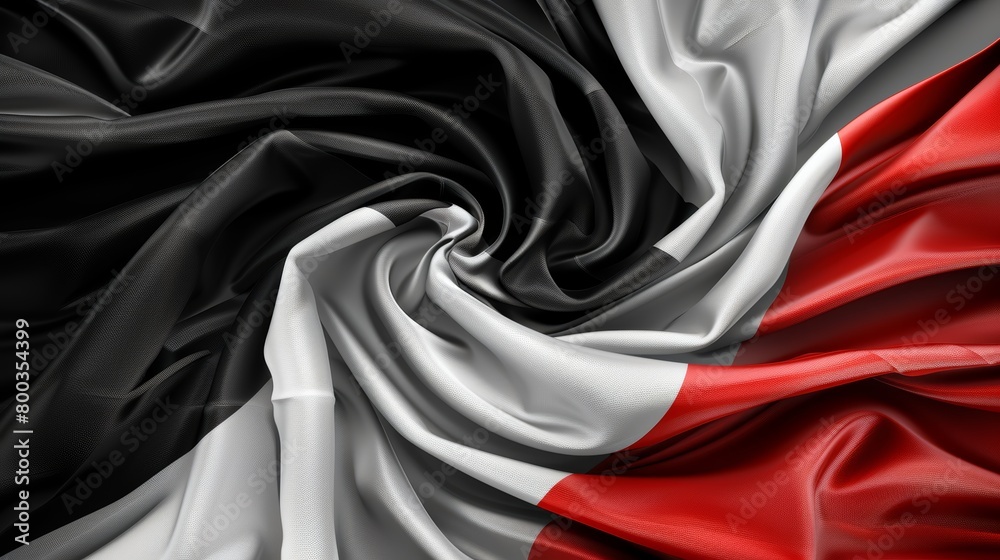 A flag of France, featuring its colors - blue, white, and red - with the United States flag centered on a black, white, and red fabric A flag of France, featuring its colors - blue, white, and red - with the United States flag centered on a black, white, and red fabric